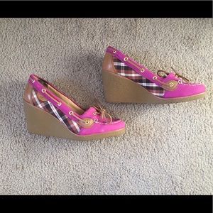 Pink Sperry Top Sider Wedges